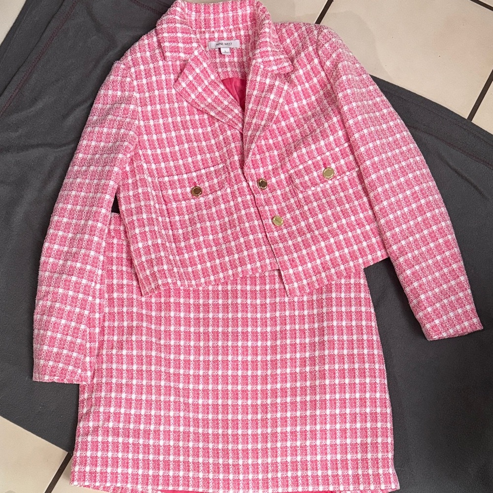 Nine West Pink Plaid Dress Set